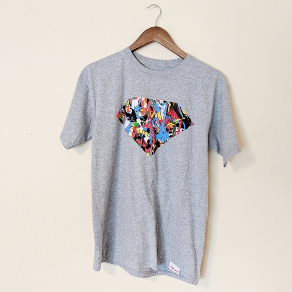 Diamond Supply Co. Tops - Diamond Supply Company Grey Paint Splatter Shirt